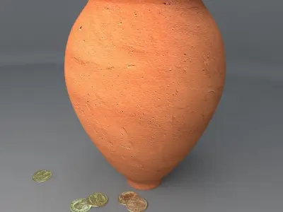 Vase with Ancient Coins 3D model