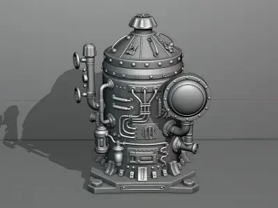 Steampunk desk clock box 3D model