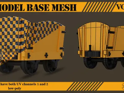 10 Wagon models Base Mesh - VOL01 Low-poly 3D model