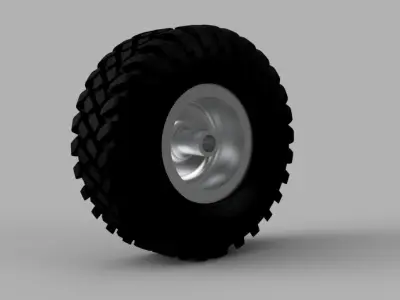 Offroad rim and tire for 1 to 24th scale modeling vehicle 3D print model