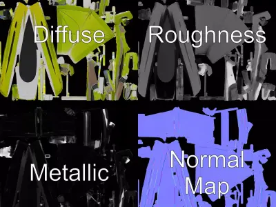 Lime Green Yacht model pack Low-poly 3D model