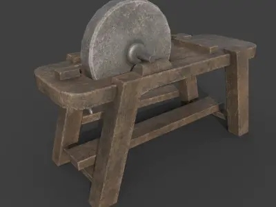 MEDIEVAL GRINDSTONE Low-poly 3D model