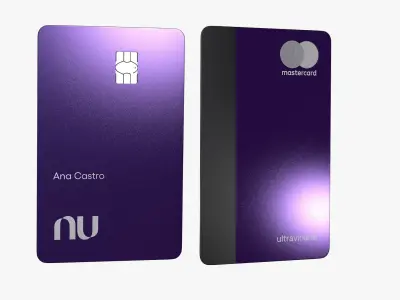 Nubank Ultraviolet Mastercard Black Credit Card 3D model