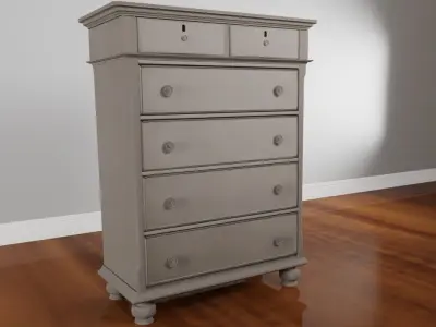 Newport 5-Drawer Antique Birch Master Chest  Low-poly 3D model