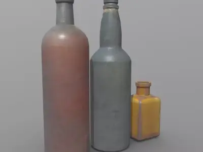 Bottles vintage Low-poly 3D model