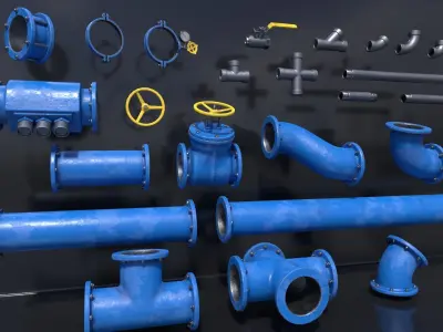 Pipe Kit Low-poly 3D model