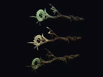 Druid Staff of Living Roots Low-poly 3D model