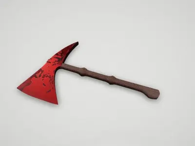 Game asset Fiery Red Spotted Battle Axe 3D model
