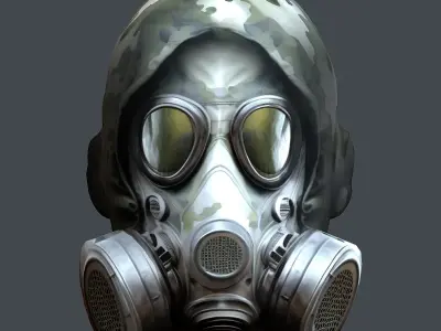 Gas mask helmet 3d model military combat Low-poly Low-poly 3D model 7