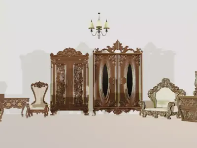 Royal Vintage Furniture collection - Low Poly Realistic Low-poly 3D model