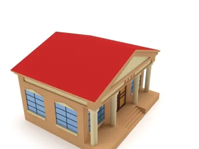 Low Poly Bank building Low-poly 3D model