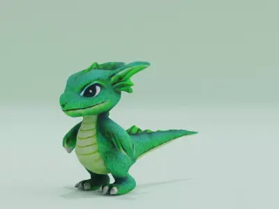 Dragon Baby A-pose Low High Poly Low-poly 3D model