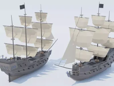 Pirate Galleon  Low Poly Low-poly 3D model