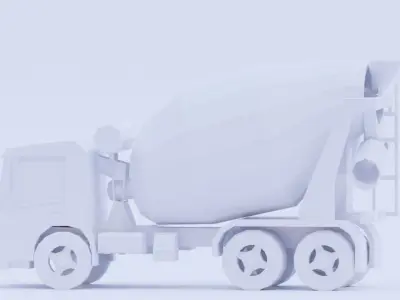 Low Poly Cement Truck Low-poly 3D model