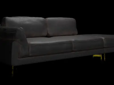 Black Leather Sofa 3D model