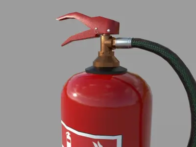 Fire Extinguisher with warnings Low-poly 3D model