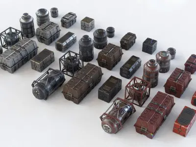 Star Wars Cargo Crates and Barrels 33 Variants - 3D Asset Kit PBR 3D model