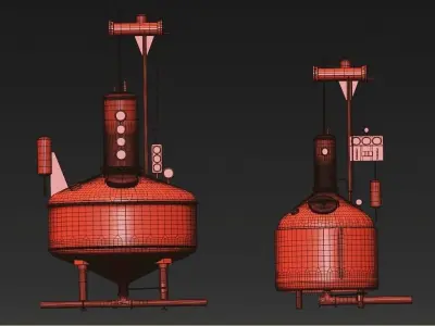 Pot Kettle Stills - Whiskey Distillery  Low-poly 3D model