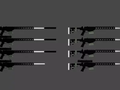 8 Versions of Assault Rifle and Their Associated Components 3D model