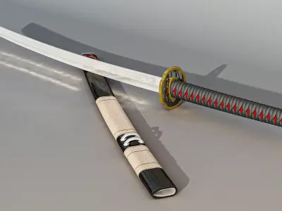 Katana Samurai Sword Low-poly 3D model 16