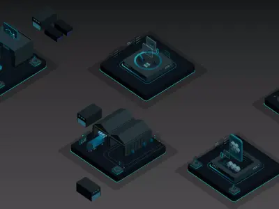 Modular Smart System Visualization Scene 3D model