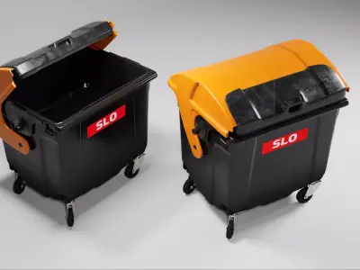4 Wheel Trashcan  3D model
