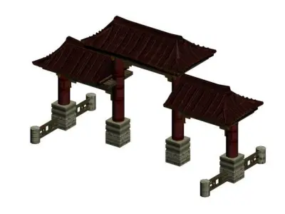 Chinese pailao gateway Low-poly 3D model