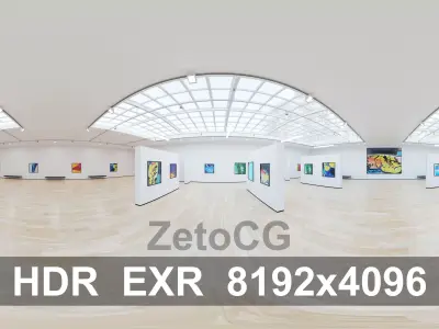 HDRI - Art Museum Gallery Interior 4b - v1 - 8192x4096 Texture