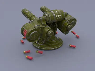 Machine Gun or Turret  Free low-poly 3D model