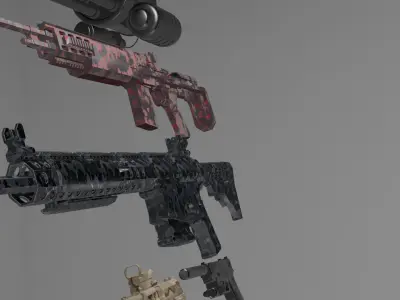 Realistic Camouflaged Weapon Pack Game-Ready 3D Models Low-poly 3D model