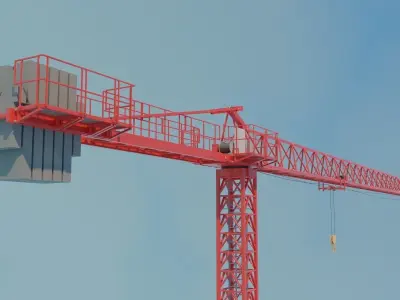 Flat Top Tower Crane 7 3D model