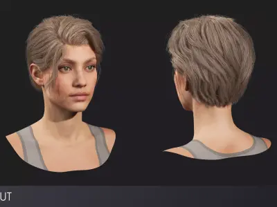 Realistic female hairstyles - pack 3 Low-poly 3D model