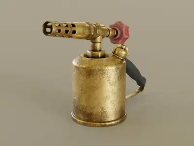 Old Brass Blowtorch Low-poly 3D model