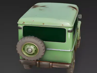Abandoned Green SUV 3D Model Low-poly 3D model