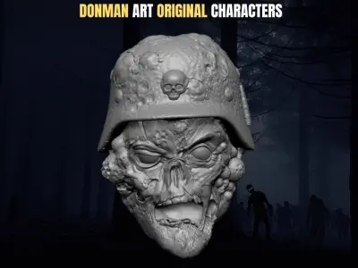 The Skin Ripper Army Head Collection for Action Figures 3D print model