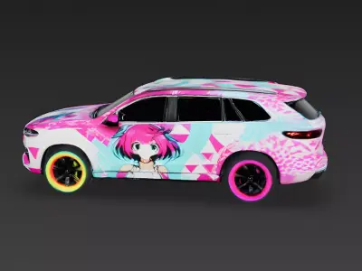 Vibrant Itasha Anime SUV 3D Model Low-poly 3D model