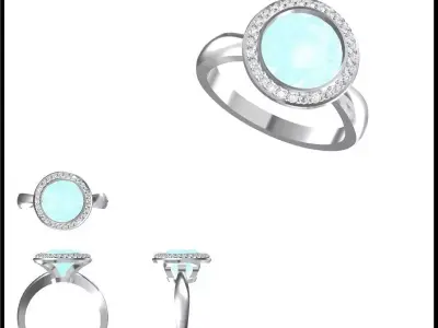 JCD Format Antique color stone rings 3d jewelry files for sale 3D print model