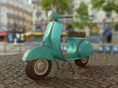 Vintage Scooter Low-poly 3D model