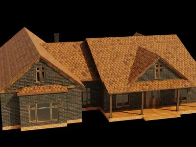 American house Low-poly 3D model