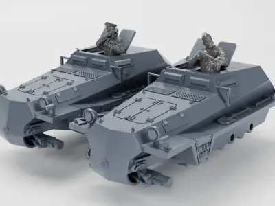 Sd Kfz 252 Leichte Gepanzerte and trailer 3D print model