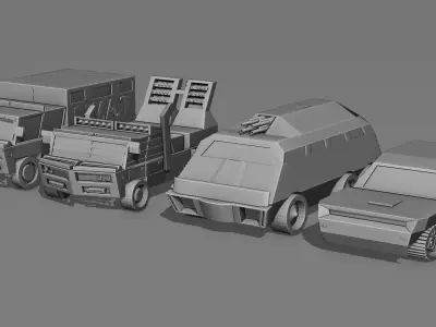 Low poly Military vehicles Low-poly 3D model