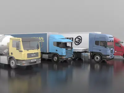 Modern Truck 3D Model Collection Low-poly 3D model