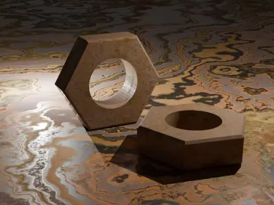 Rusty Metal Hex Nut 3D model Low-poly 3D model