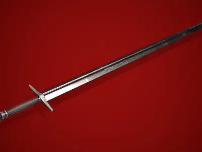 medieval sword Low-poly 3D model 9