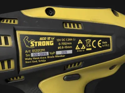Hand Drill PBR Game-Ready Low-poly 3D model