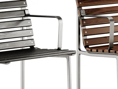 Traverse Garden Bench with armrests with back by Hay 3D model