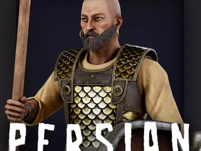 Persian 1 A pose Low-poly character redy for games Low-poly 3D model