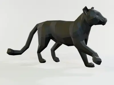 Leopard tiger Low-poly 3D model