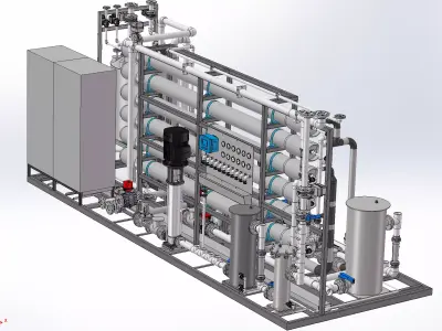 Skid-Mounted Two-Stage Low-Pressure Reverse Osmosis System  3D model
