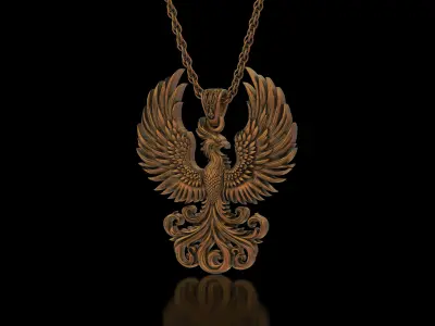 The mythical and exclusive Phoenix pendant 3D print model
